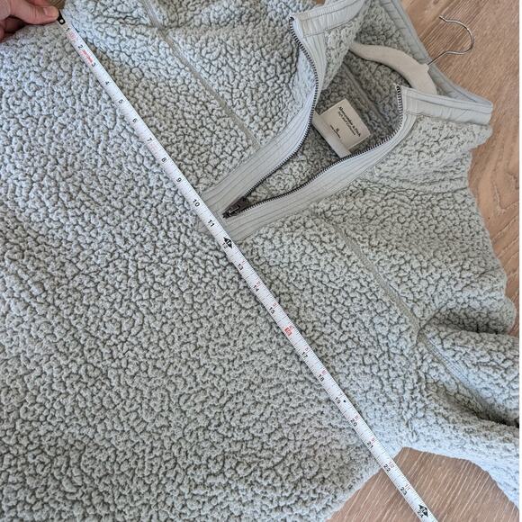 Abercrombie Sherpa Teddy 1/4 Zip Green Deep Pile Fleece Pullover, size XL - Picture 6 of 6